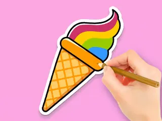 كتاب تلوين آيس كريم قوس قزح – استمتع بتلوين حلويات لذيذة بألوان ممتعة أونلاين
